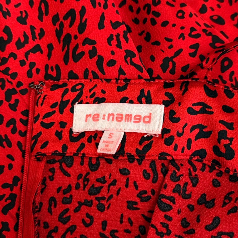 Re:Named Red animal print leopard Sexy slip dress Sz S Valentine's Day - Picture 3 of 6